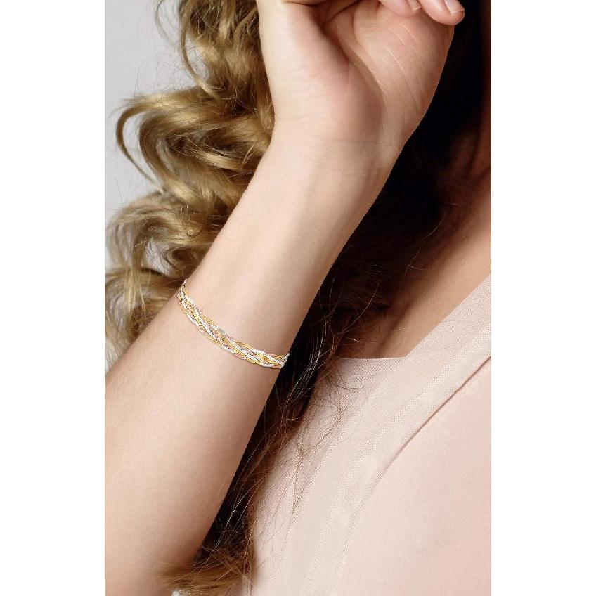 Bracciale Miabella in Argento Sterling 925 Italiano Intrecciato a Spina di Pesce