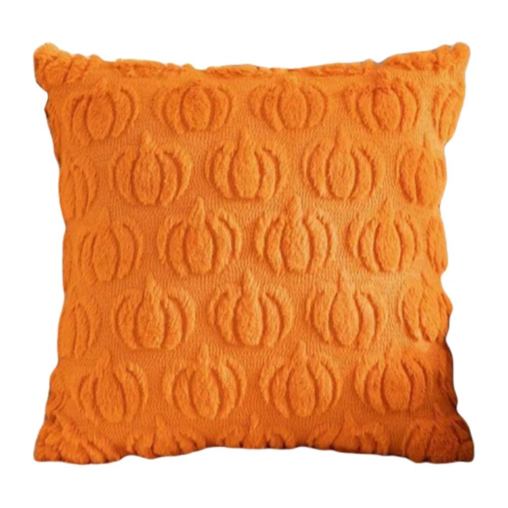 Pumpkin Fall Throw Pillow Covers Embroidery Fluffy Plush Accent Pillow Cases Plush Pillow Case Halloween Farmhouse Home Decor