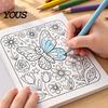 Mindfulness Drawing Supplies Butterfly Garden Coloring Book, Square Format with Thick Paper, Relaxing Paper Sketchbook for Markers Floral Line