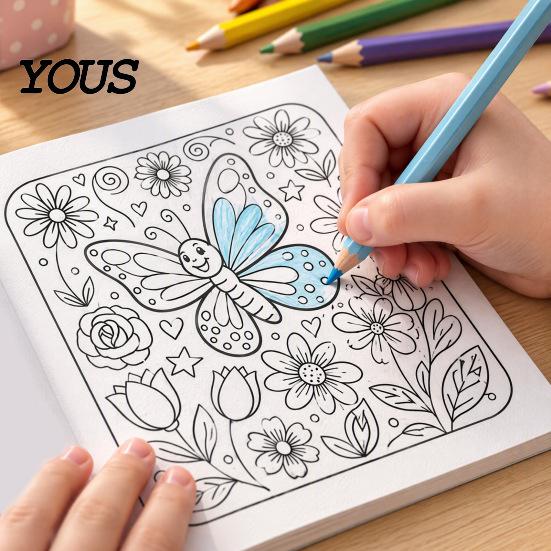 Mindfulness Drawing Supplies Butterfly Garden Coloring Book, Square Format with Thick Paper, Relaxing Paper Sketchbook for Markers Floral Line