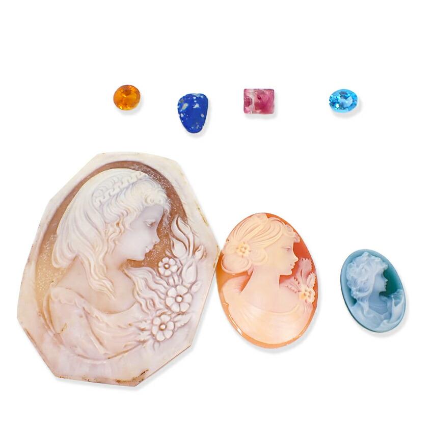 

[Used] Stone/Shell Cameo 7-piece set Loose/g525-33