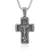 Men's Titanium Steel Cross Pendant Necklace with Retro Inscription