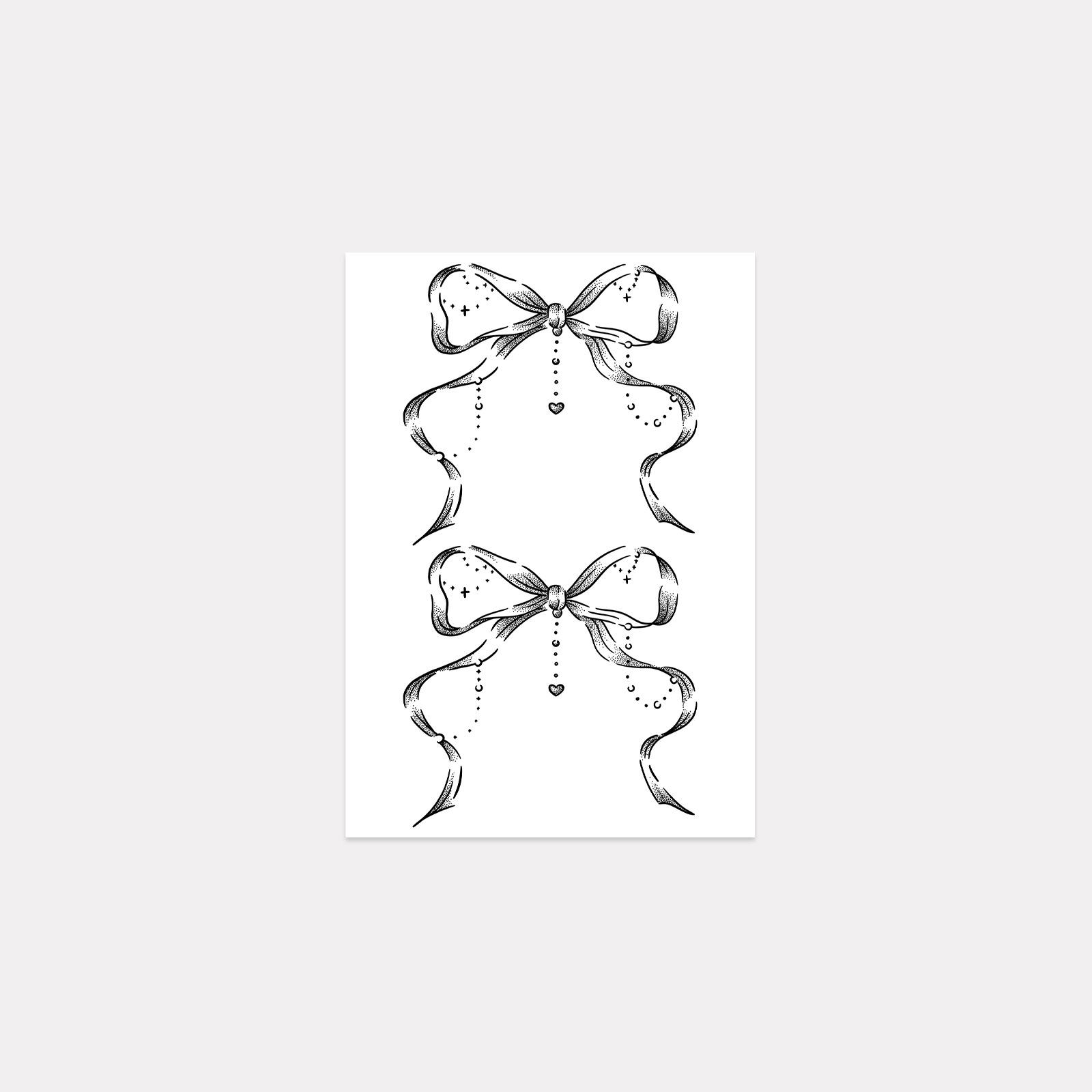 Cute Bow Tattoo Sticker, High-End Sense Niche Simple Small Fresh Tattoo Sticker 7*10