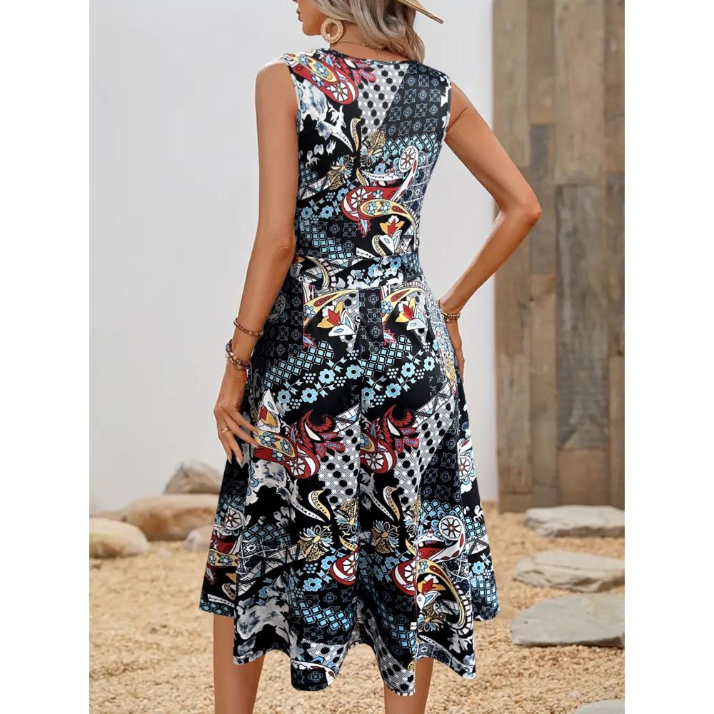 Women's Summer Sleeveless Dress Button Down   Casual Midi Sundress