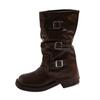Vintage Stiefel mit dickem Absatz und mittlerer Höhe, Western-Cowboy-Stiefel, Stapelstiefel, Ritterstiefel, frühe Herbst-Martinsstiefel, französische Röhrenstiefel, Damenstiefel