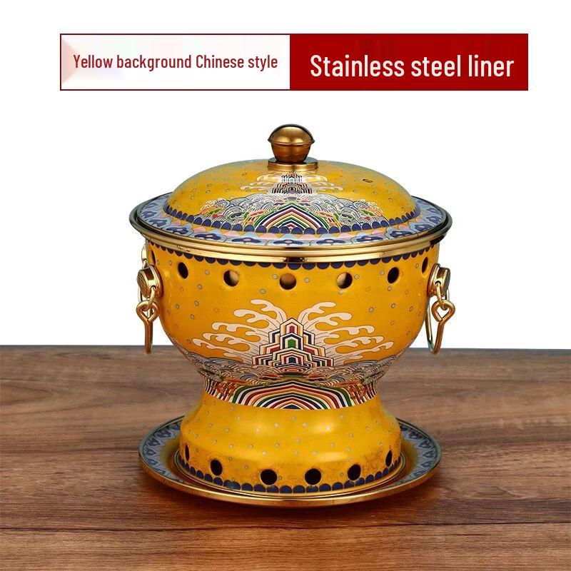 Qiuqiao Cloisonne Pure Copper Alcohol Hot Pot