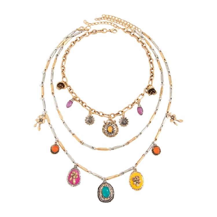 Pack of 3 Necklaces Retro Floral Heart Design Layering Style Lightweight Metal Construction for Daily Accessory