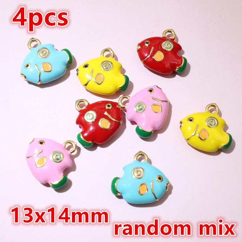 2-4pcs Enamel Stainless Steel Flower Coral Fish Charms Pendant DIY Jewelry Making Accessories Findings for Necklace Earrings