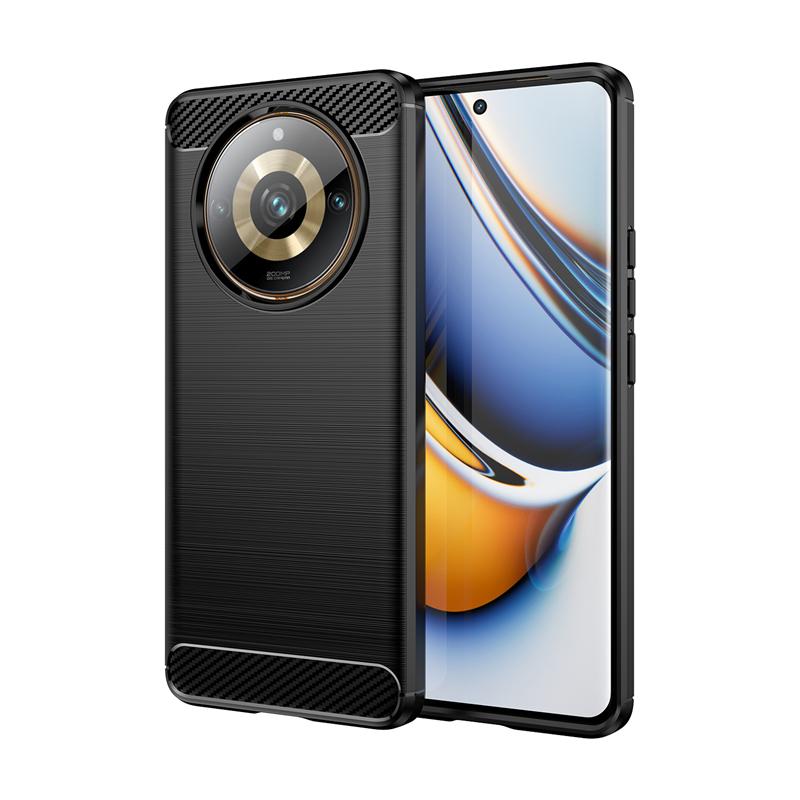

Для чехла Realme 11 Pro Plus Чехол для Realme 11 Pro Plus Противоударный силиконовый чехол из углеродного волокна для Realme 11 Pro Plus Чехол Realme 11 Pro Plus чёрный