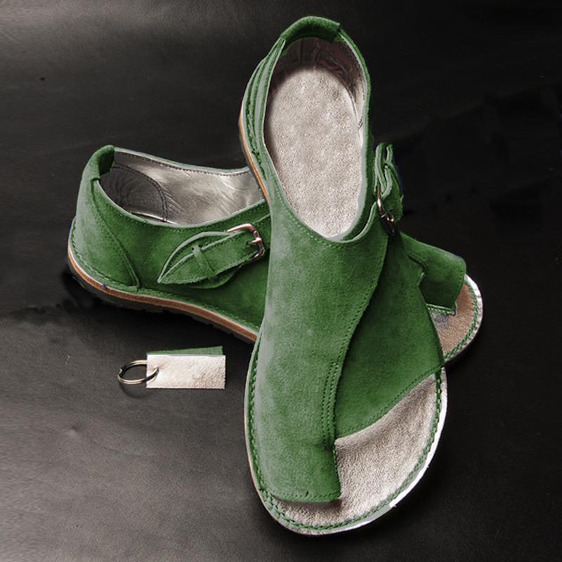 Large Size Shoes New European and American Retro Toe Sandals Women Solid Color Flat Sandals Women