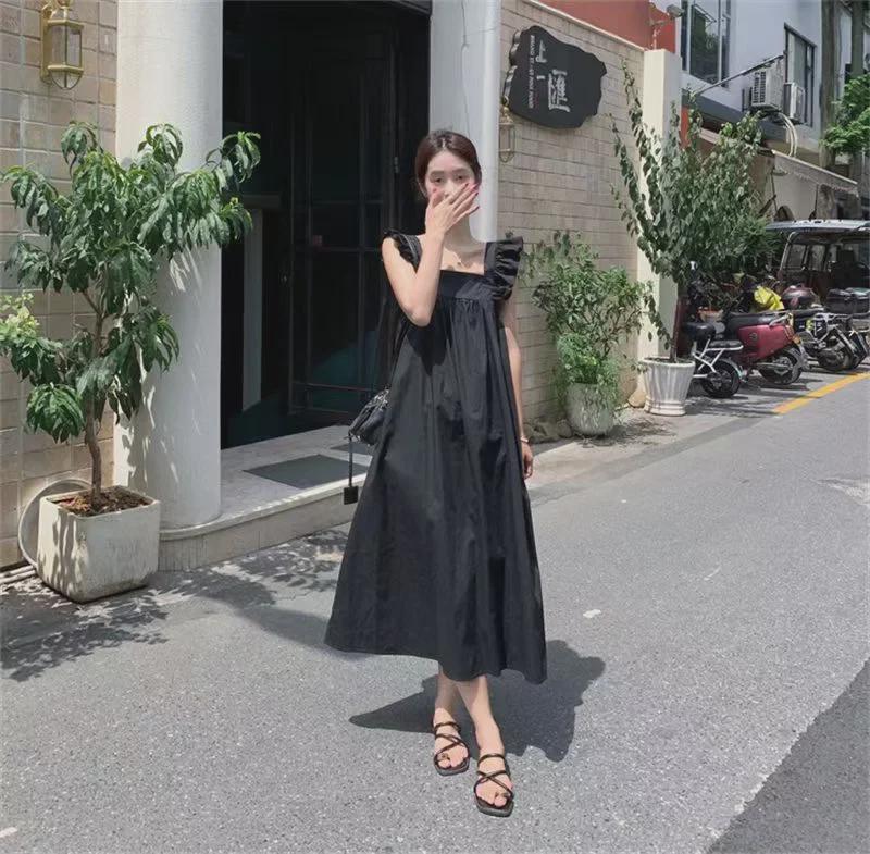 Women's Black Suspender Skirt - Summer Sweet & Spicy, Hip-Hugging, Long Vest Skirt with Elegant Swing