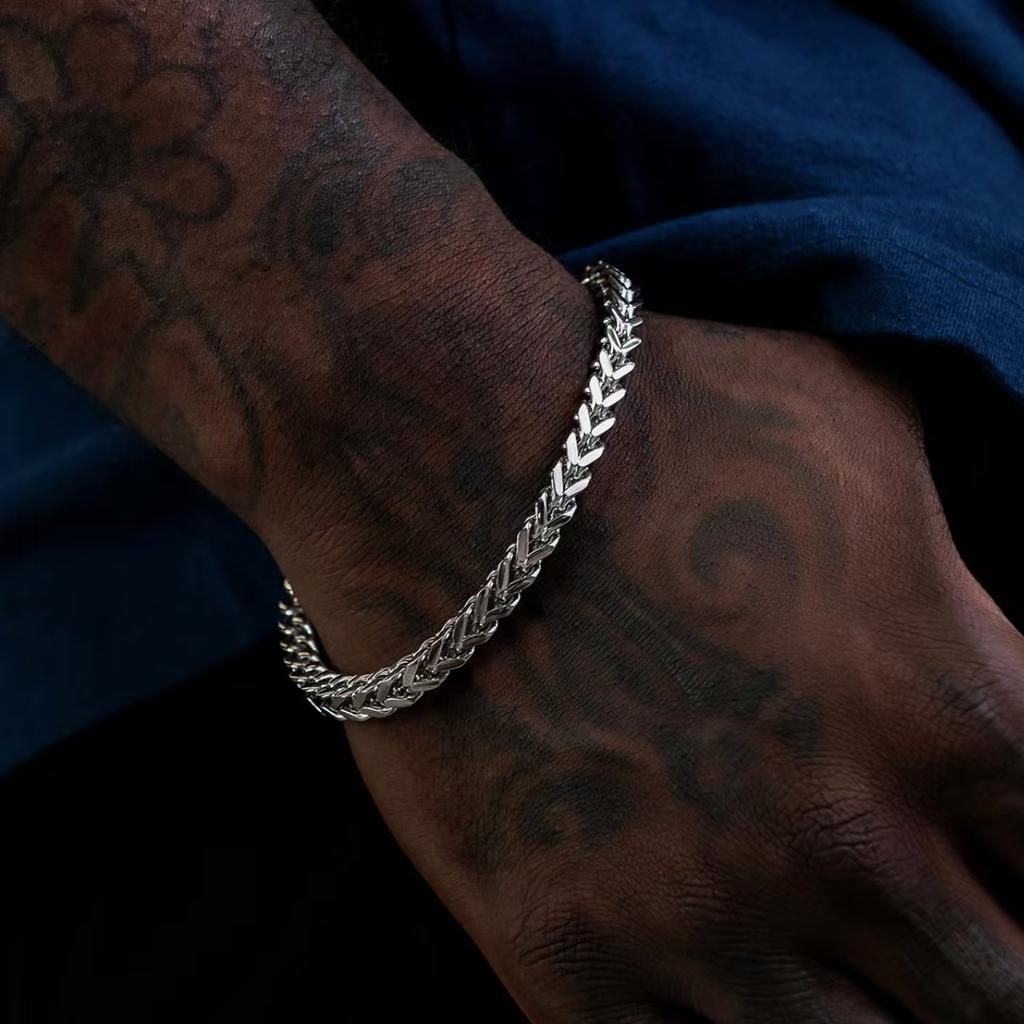 Hip Hop Silver Color Stainless Steel Men Bracelet Retro Metal Braid Thick Chain Bracelet Fashion Women Jewelry Accessories