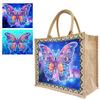 Diamond Painting Tote Bag Diamond Painting Handbag Pterosaur Linen Diamond Painting Shopping Bags Cat Elk for Women Adults Craft