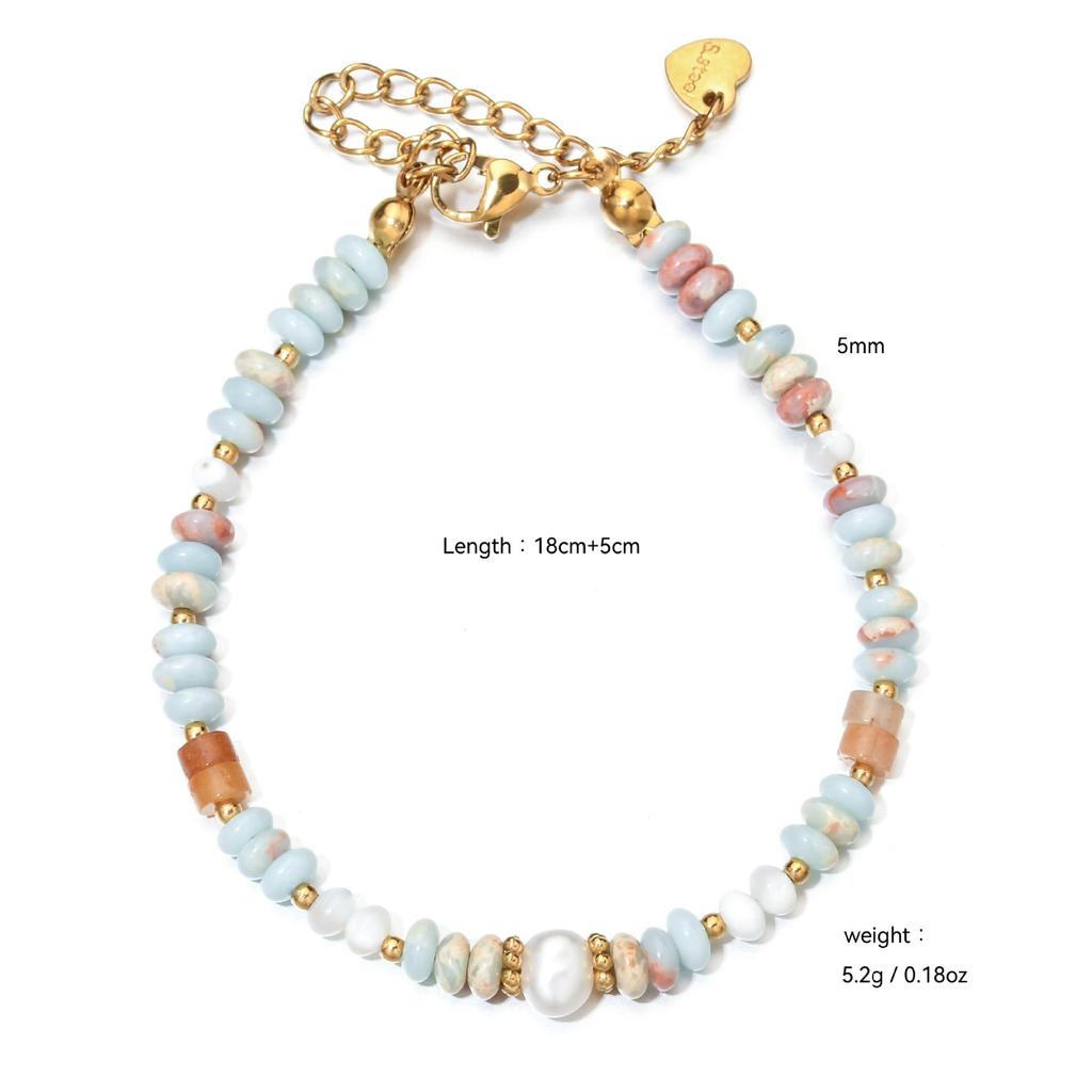 Versatile Titanium Steel & Natural Stone Pearl Bracelet - Retro Chinese Style for Women