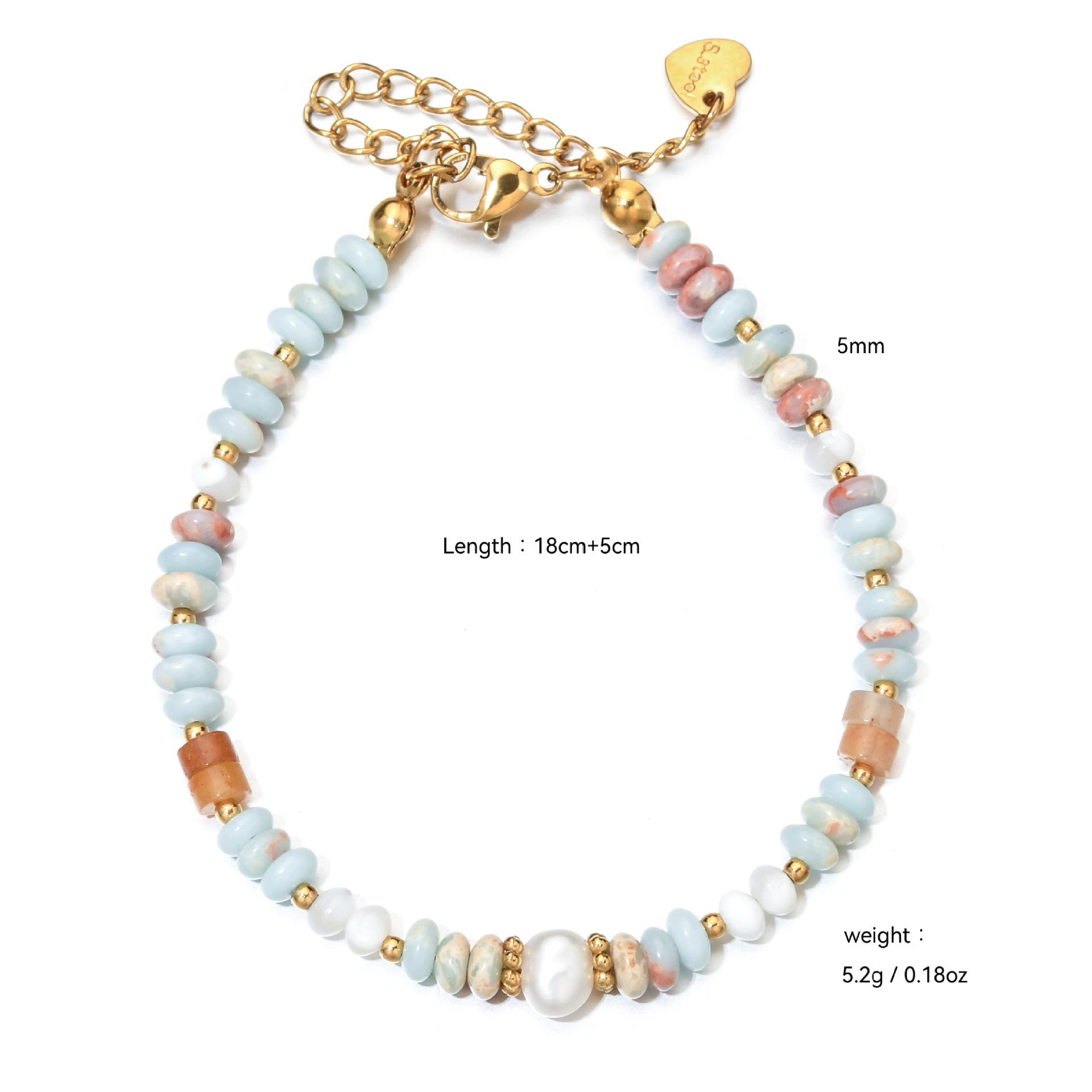 Versatile Titanium Steel  Natural Stone Pearl Bracelet - Retro Chinese Style for Women