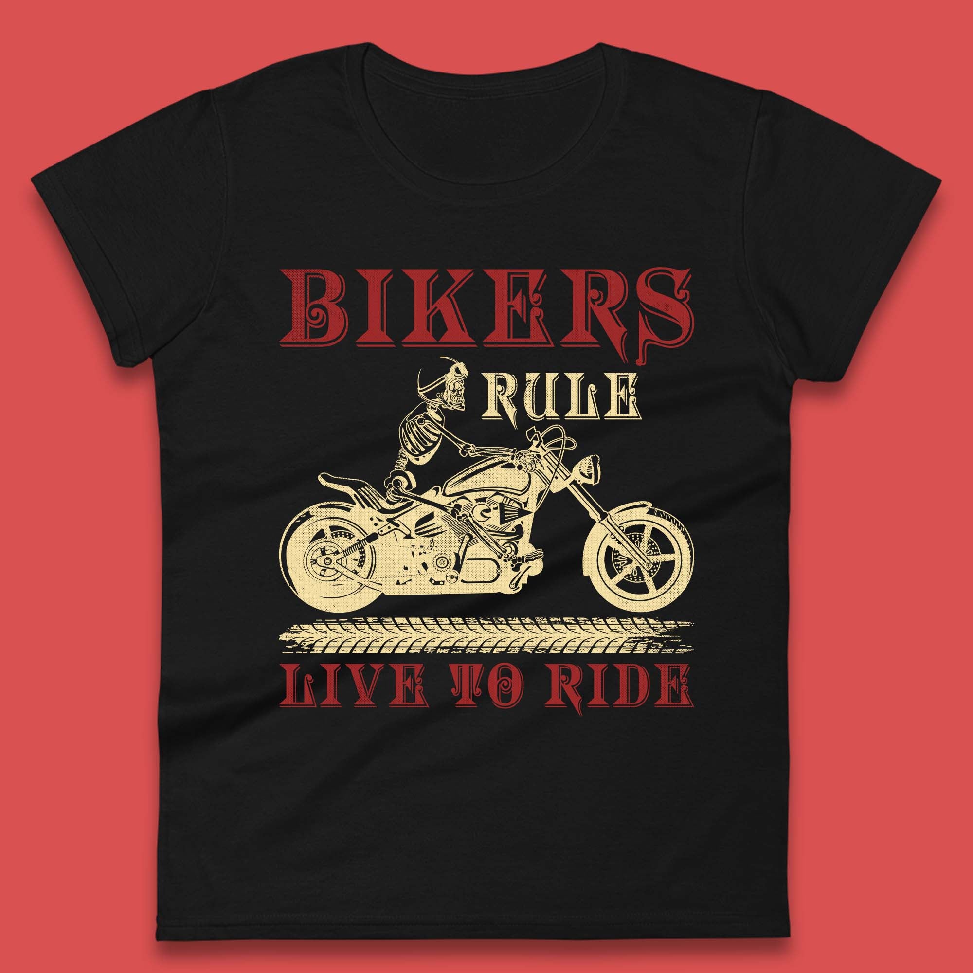 Bikers Rule Live To Ride Womens T-Shirt Mens Tops Tees Unisex 4XL