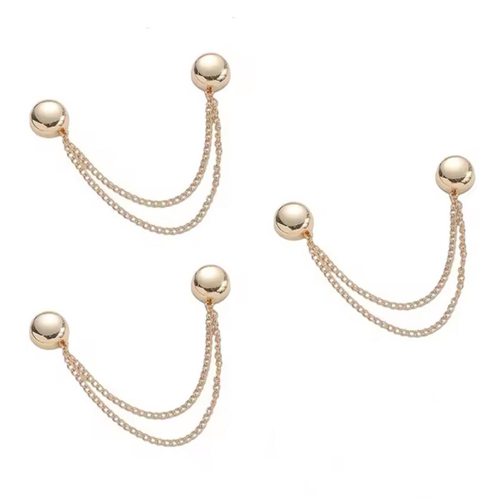 

3PCS Multi-Function Magnetic Clothing Clip with Chain Metal Buttons Clip Clothes Scarf Trouser Legs Cuff Fixing Magnet Pin Decor