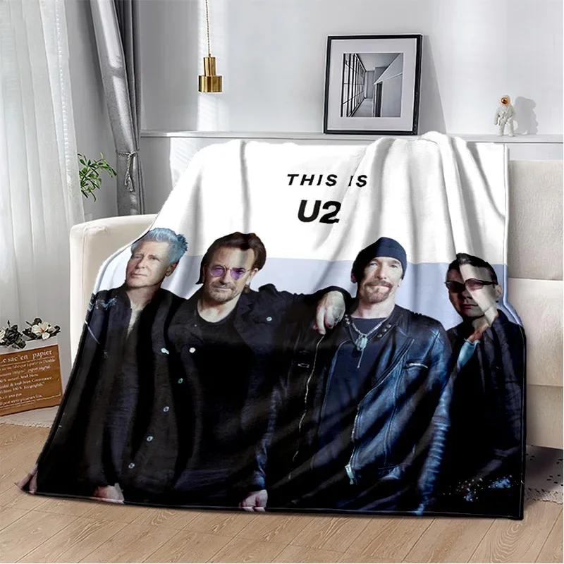 U2 Rock Bang Bono 3D Tisková deka, Měkká přehozová deka pro domácnost Ložnici Postel Pohovku Piknik Cestování Kancelář Krycí deka na odpočinek Děti