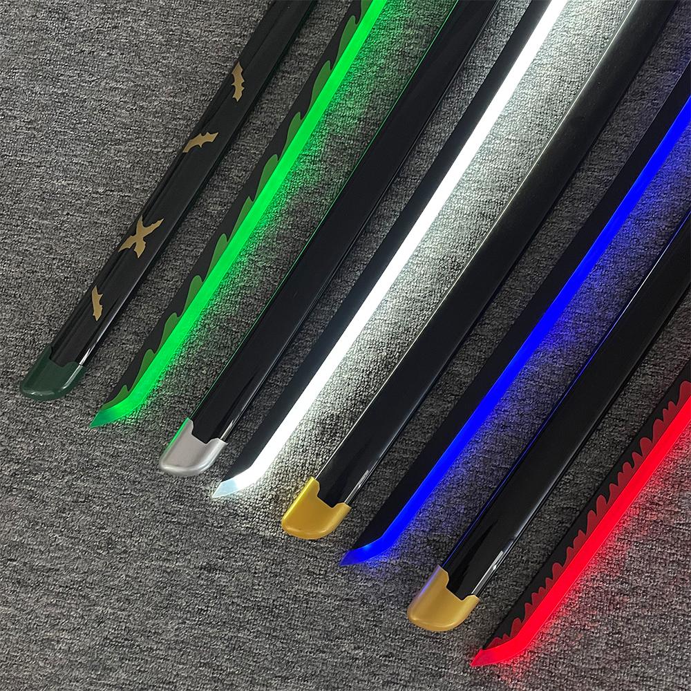 31/40inch Demon Slayer Katana Luminous Sword LED Light Kyoujurou Anime Cosplay Prop Real Japanese Katana Samurai Lightsabre Toy