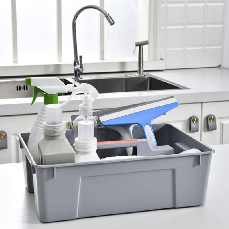 1Pcs 2-Grid Divider Tool Storage Box Portable Plastic Hardware Toolbox With Handle Handheld Basket Storage Box