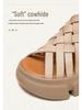 Jiechu Women's Summer Braided Hollow Sandals - Thick Sole, Breathable Candy Colors, Comfortable Roman Style