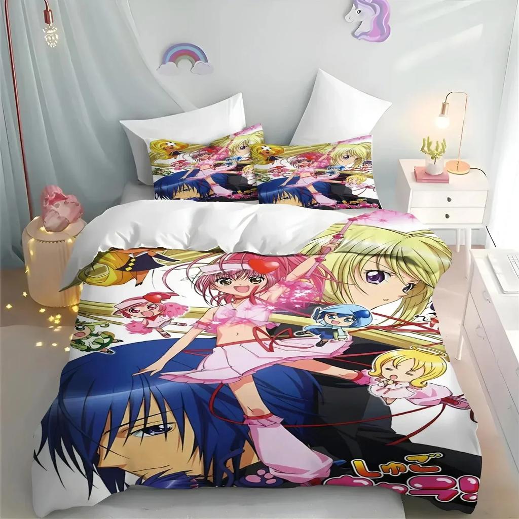 Top Cartoon Shugo Chara Duvet Cover Set For Children Hinamori Amu Cute Polyester Soft Breathable Comforter Animation Bedding Set