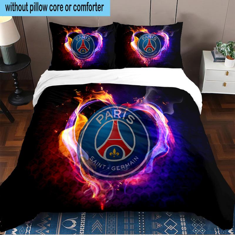 Paris Football Club 3PCS Bedding set,Ideal for1pc Duvet Cover And 2pcs Pillowcases Perfect for Christmas gift,Ideal for Bedroom, Dormitory