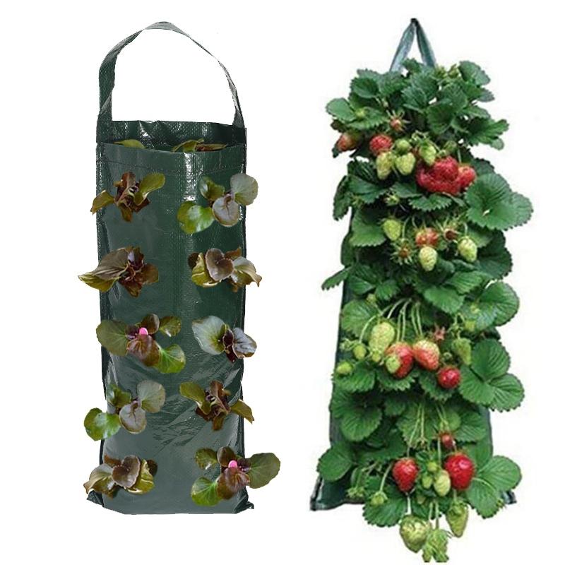 Hanging Plant Grow Bag Strawberry Flower Vertical Grow Bag Garden Plant Container Pe Seedling Nursery Bag Planter Accessories