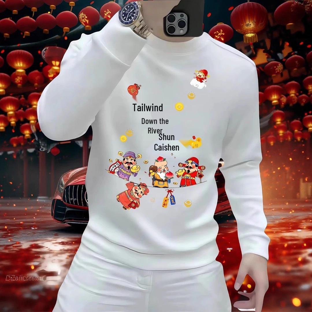 Men s Trendy Autumn/Winter Crew Neck Printed Sweatshirt – Fashionable, Versatile Long Sleeve Pullover XXL