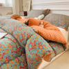 Floral Printed Thickened Warm Winter Quilt Fluffy Soft Weighted Blanket for Sleeping Double Bed Skin-Friendly Quilted Comforter