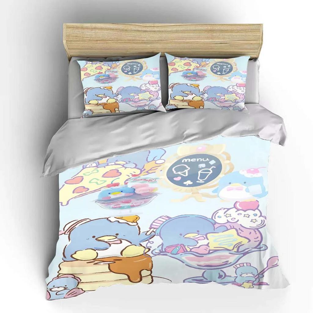 Tuxedo Sam Sanrio Bedding Set Hello Kitty Children Fashion 3 Pieces Set King Size Bed Set US Twin Adult Bed Cover Bedroom Duvet