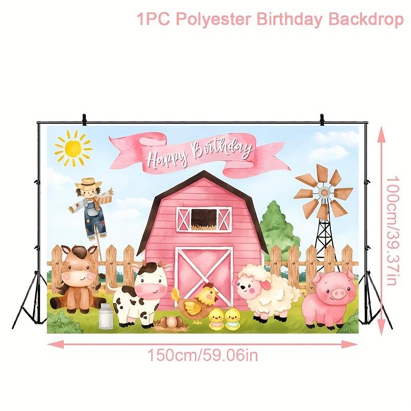 Farm animal theme background, birthday party decoration, birthday party decoration, cartoon birthday celebration background 130x150cm