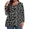 Women's Fashionable Casual Long Sleeved Plus Size Floral Print Top Plus Size Floral Print Top