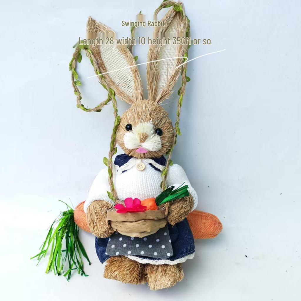 Handgefertigter Strohflecht-Kaninchenschmuck - Niedlicher Mori-Stil für Weihnachten & Ostern