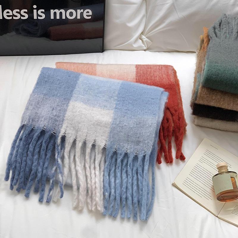 Knitted scarf Thickened warm scarf Women's winter high-end warm scarf Scarf Shawl