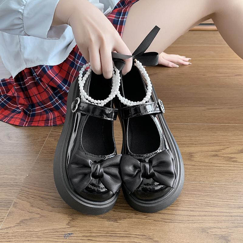 Ladies Mary Jane Shoes Japanese Retro British Student Uniform Round Toe Thick Sole High Heel Women's Cosplay Single Lolita Shoes