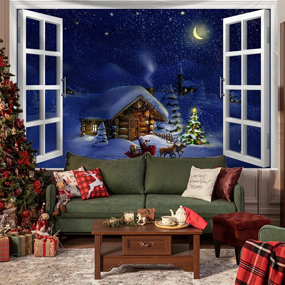 Christmas House Elk Snow  Wall Hanging Tapestry Christmas Wall Hanging Tree Wall Hanging Gorgeous Christmas Tree Fireplace Gifts