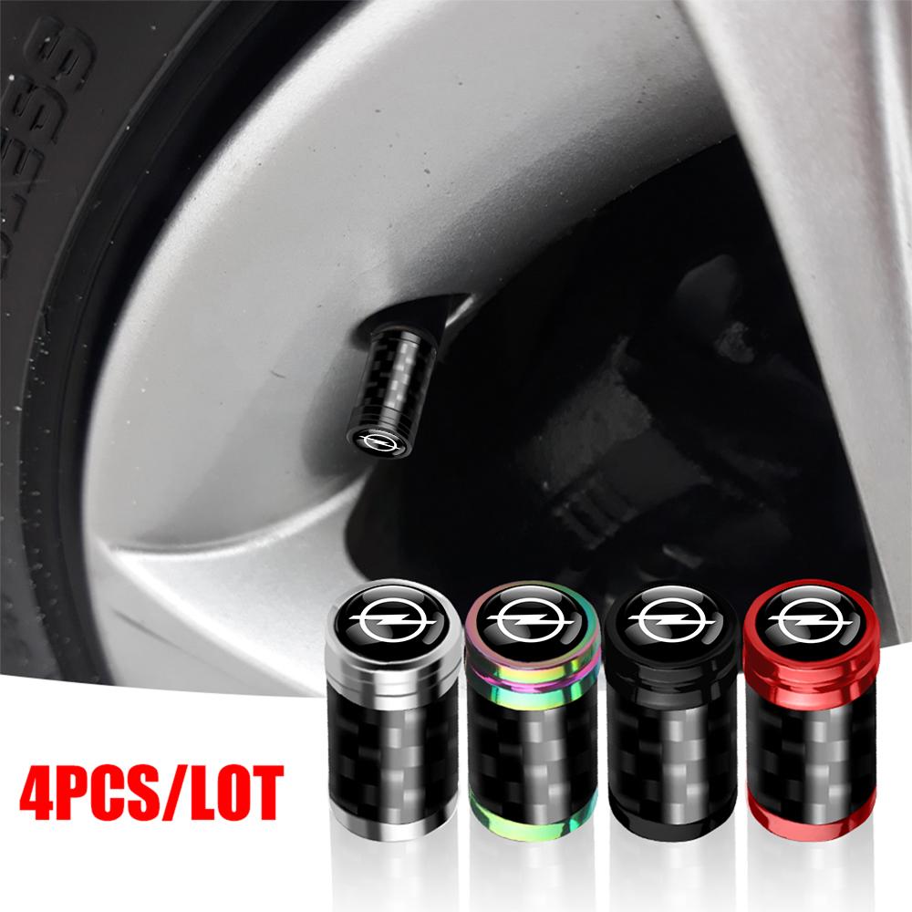 AAHI1 Car Metal Carbon Fiber Wheel Tires Valve Caps Tyre Cover For Opel Astra Mokka Zafira Vectra OPC Insignia Vivaro Corsa H G Combo