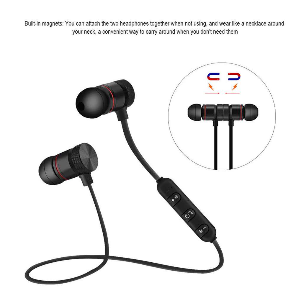 Bluetooth Stereo Metal Magnetic In-ear Headset Hands-free Earphone Headphone