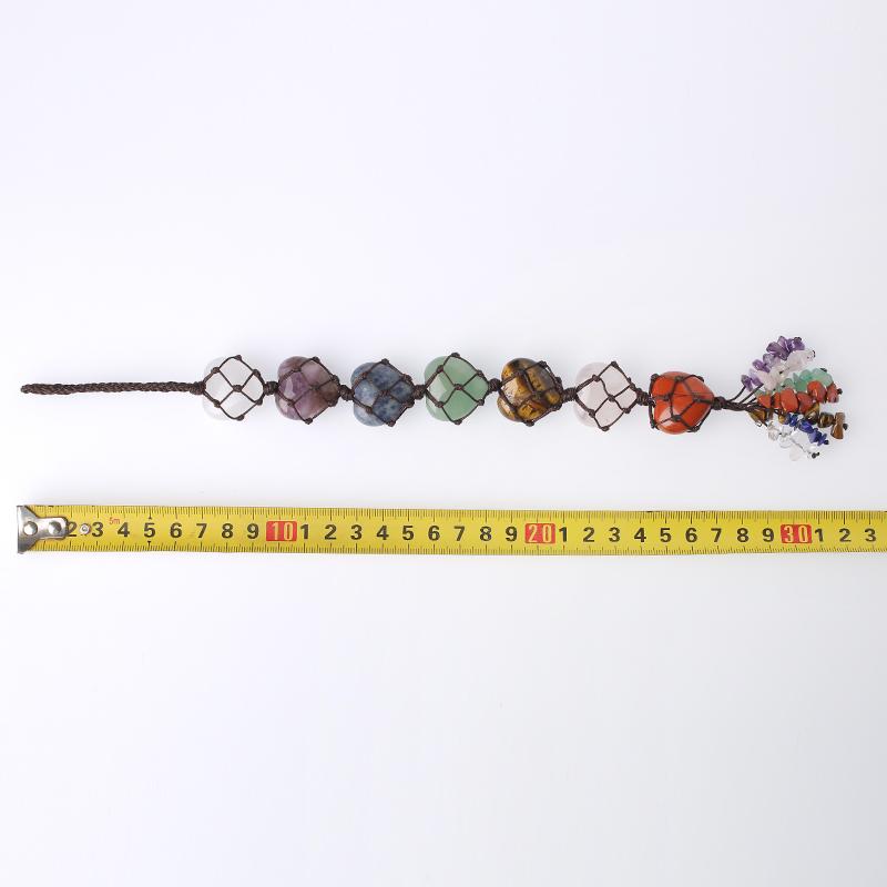 Healing Crystals Stone Car Hanging Mixed Quartz 7 Chakra Heart Shape Stone Pendant for Decoration