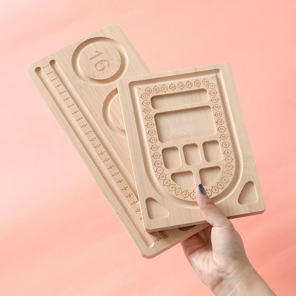 Bamboo Bead Board DIY Bracelet Bead Board Multi-Function Measuring Beads Tray Bamboo Beading Tray for DIY Bead Design