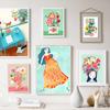 Boho Colorful Girl Vase Flowers Illustration Wall Art Canvas Painting Abstract Posters and Prints Pictures For Living Room Decor