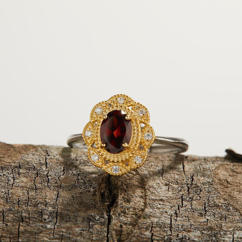 

Color Treasure Jewelry Natural Sapphire S925 Sterling Silver Ring Women S Inlaid Ring Court Style Open Ring Jewelry гранат