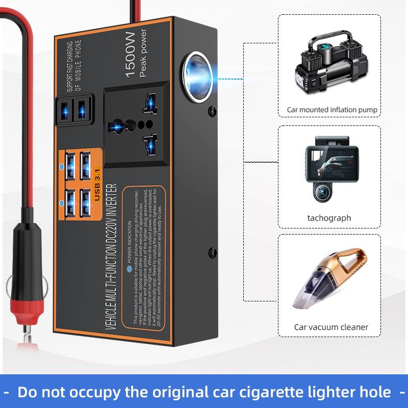 Car Inverter Dc12V/24V To 220V Quick Charging Cigar Lighter Socket Power Adapter Converter Usb Fast Charging Vehicles Inverter