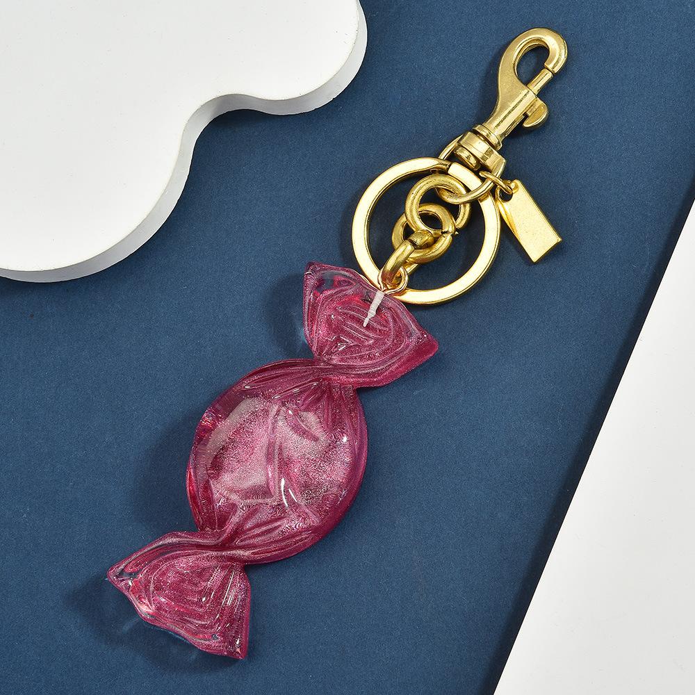 Trendy keychain, resin AB color fashionable imitation crystal transparent color bead back hole candy bag pendant, bag pendant