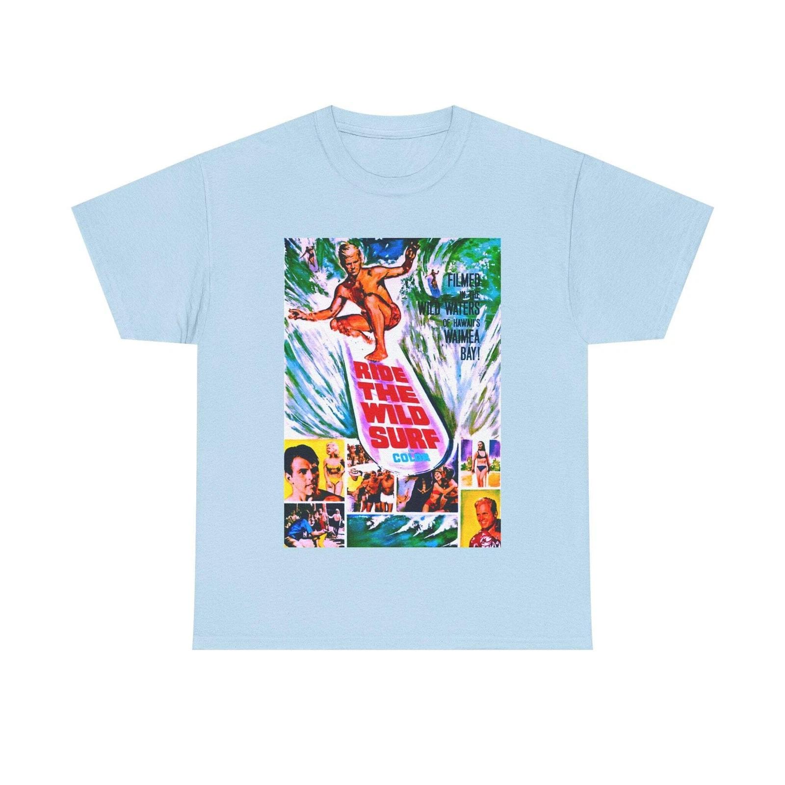Ride The Wild Surf T-shirt Cult Film Surfer Gift Tee Surfing Movie Poster Retro 2XL