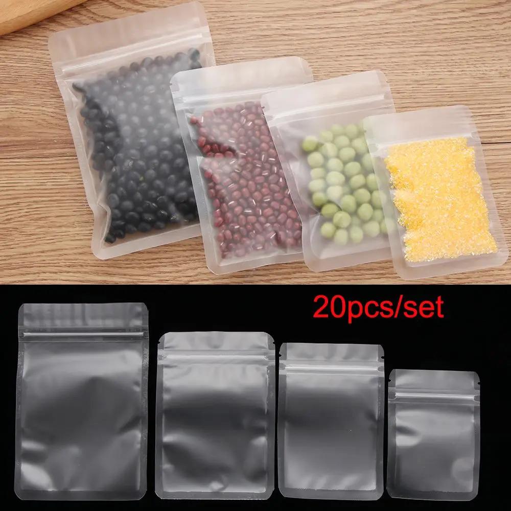 20Pcs Packaging Bag Water Proof Zipper Storage Reclosable Food Pouches SelfSeal Matte Waterproof Transparent Pack Retail Plastic
