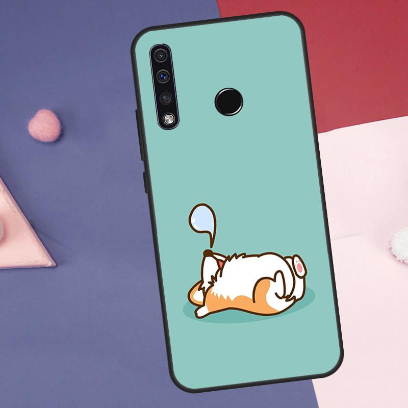 Cartoon Corgi Dog Case For Huawei Nova Y60 Y90 Y70 Y61 Y91 Y72 Y73 12s 12i 11i 8i 9 10 SE P30 P40 Lite P60 Pro