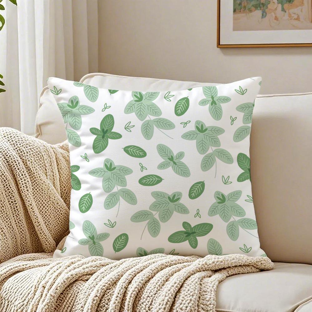 Beautiful Green Leaves Pillow Case Organic Short Plush Cushion Covers Breathable Washable WrinkleResistant