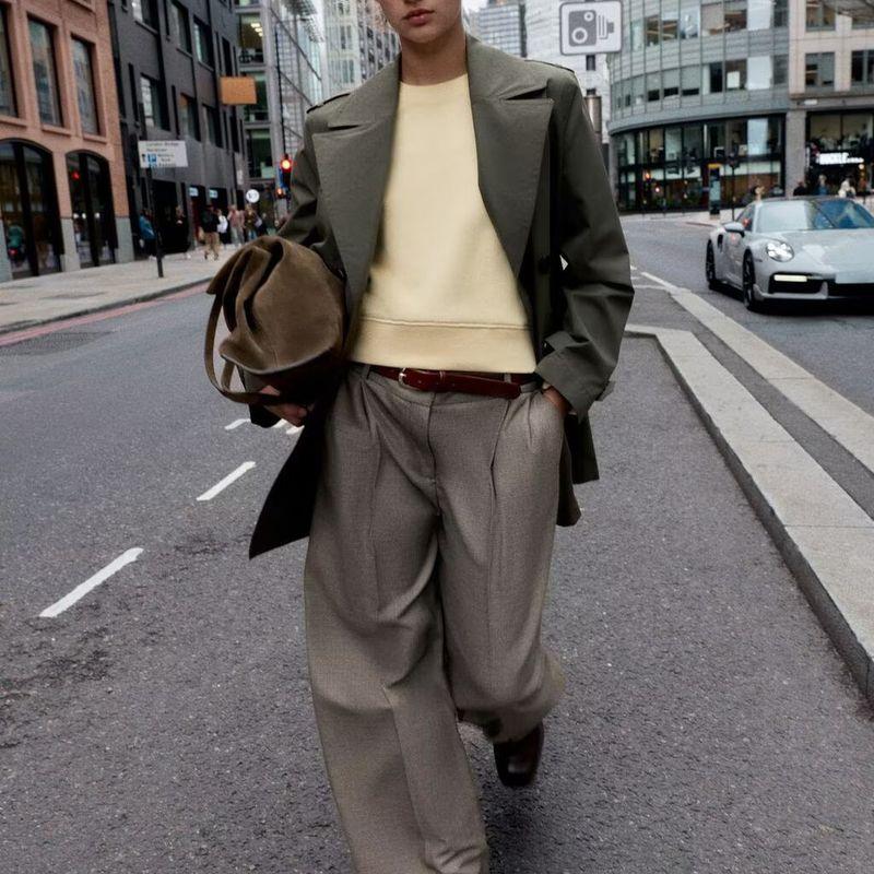 Zbzr Autumn New Women Clothes Western Style Fashion Simple Hydrophobic Windproof Double Placket Trench Coat 8073256-